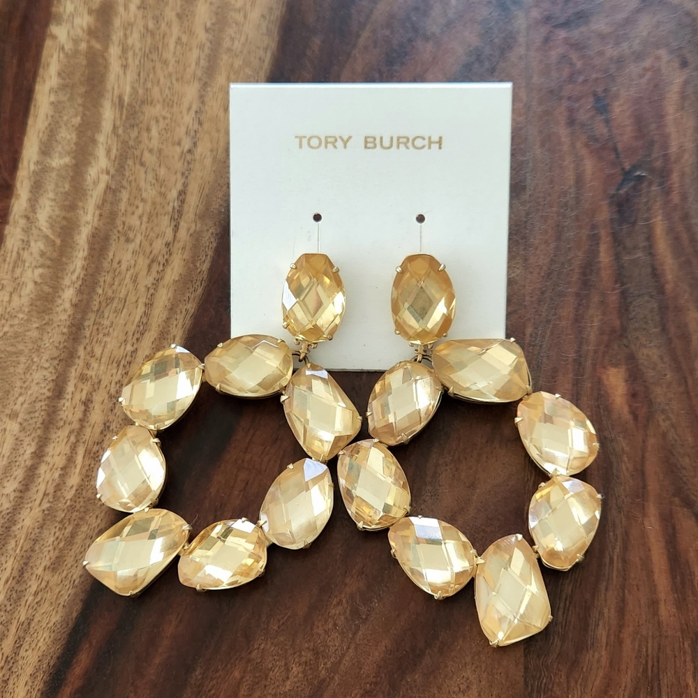 Tory Burch Stone Abstract Wreath Clip-on Earrings